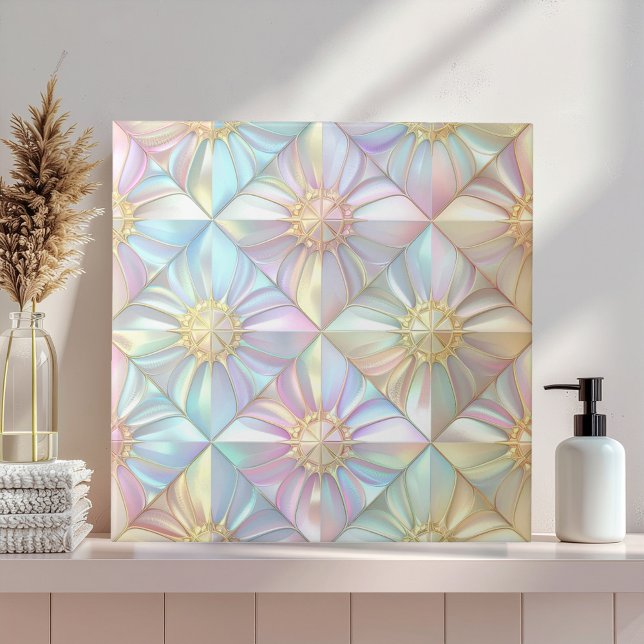 Iridescent Geometric Floral Star Pattern ID1176 Kakelplatta (Skapare uppladdad)