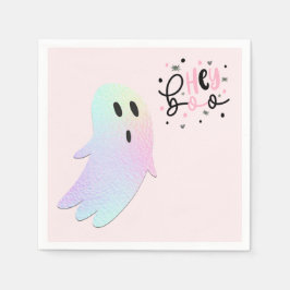Iridescent Ghost Hej Boo Pastel Halloween Birthday Pappersservett