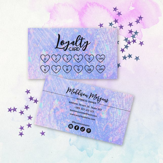 Iridescent Girly Modern Cute Loyalty Card Lojalitetskort (Skapare uppladdad)