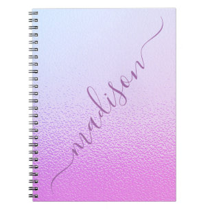 Iridescent Girly Rosa Shimmer Personlig Namn Anteckningsbok