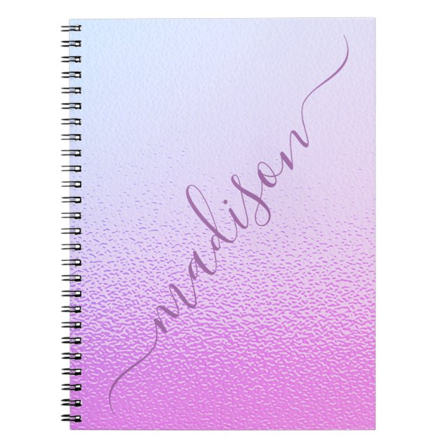 Iridescent Girly Rosa Shimmer Personlig Namn Anteckningsbok (Framsidan)