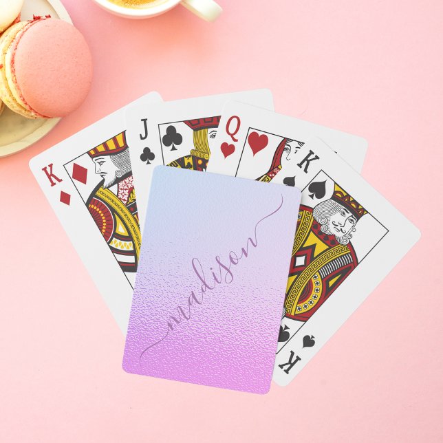 Iridescent Girly Rosa Shimmer Personlig Namn Casinokort (Skapare uppladdad)
