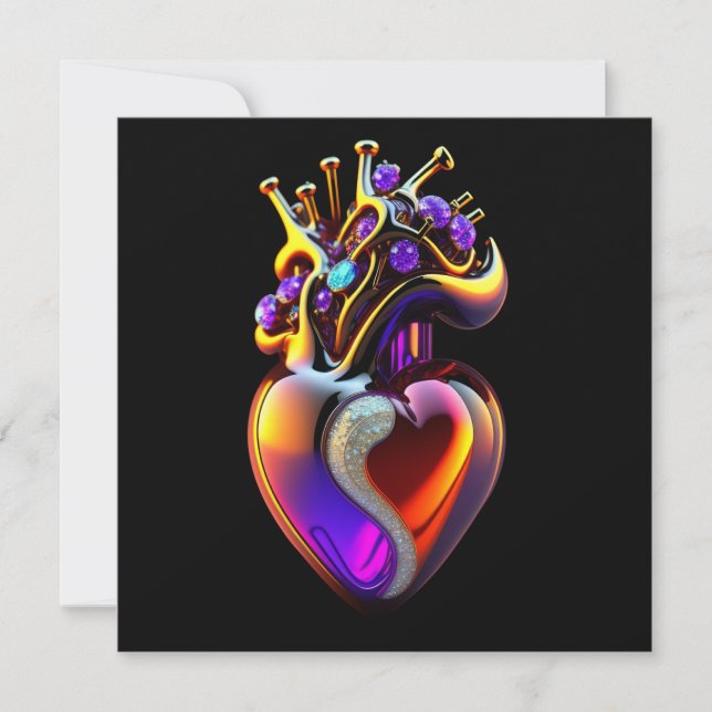 Iridescent Glass Heart Valentine Kort (Framsida)