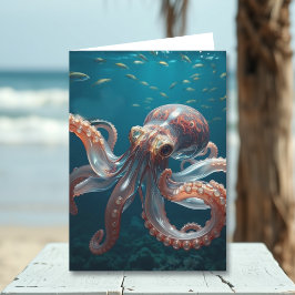 Iridescent Glass Octopus Art | Brother's Birthday Kort