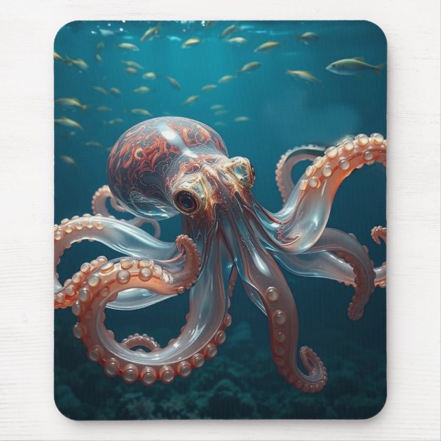 Iridescent Glass Octopus Art | Deep Sea Art Musmatta (Framsidan)