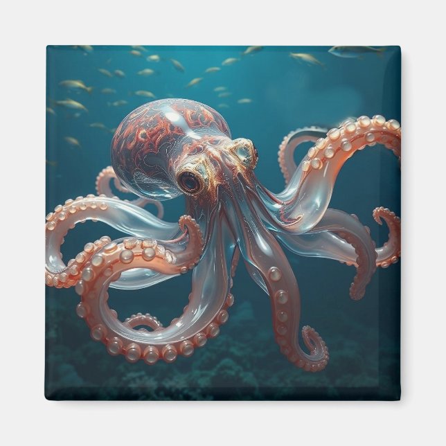 Iridescent Glass Octopus Art | Deep Sea Life Magnet (Framsidan)
