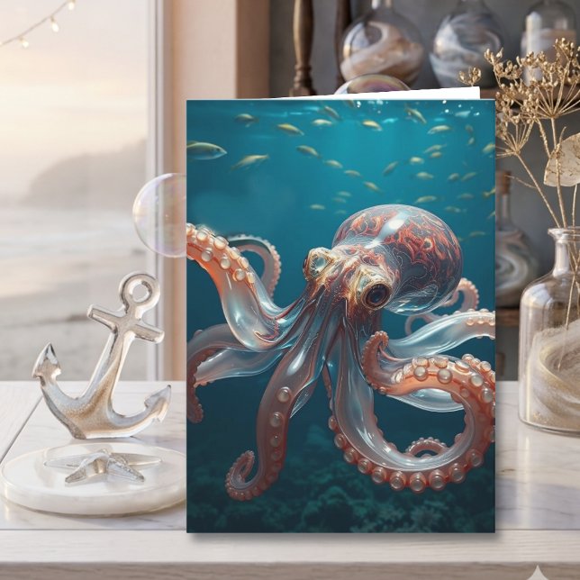 Iridescent Glass Octopus Art | Grandpa's Birthday Kort (Skapare uppladdad)