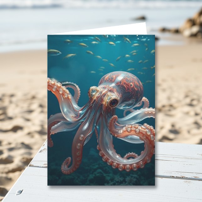 Iridescent Glass Octopus Art | Husband's Birthday Kort (Skapare uppladdad)
