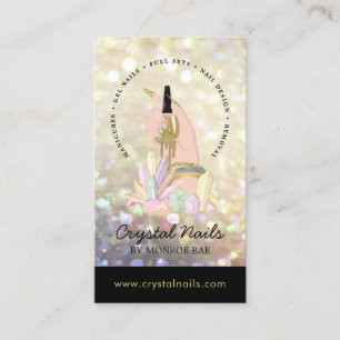 Iridescent Glitter Nail Technician Salon Crystals Visitkort