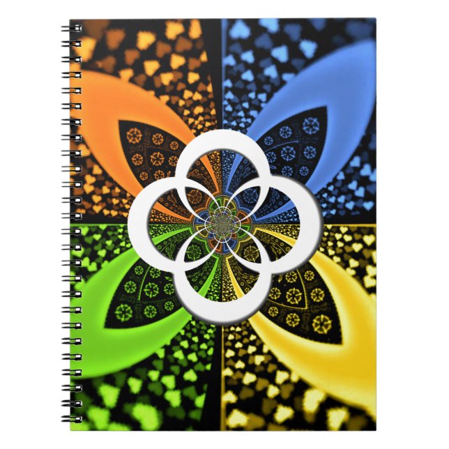 Iridescent Hearts Seamless Polka Dot Abstrakt Art Anteckningsbok (Framsidan)