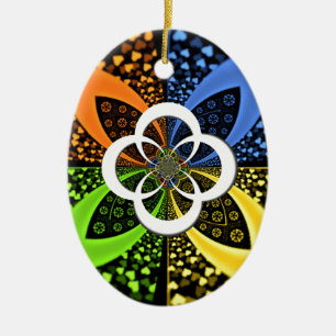 Iridescent Hearts Seamless Polka Dot Abstrakt Art Julgransprydnad Keramik