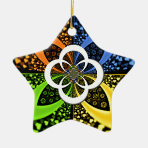 Iridescent Hearts Seamless Polka Dot Abstrakt Art Julgransprydnad Keramik