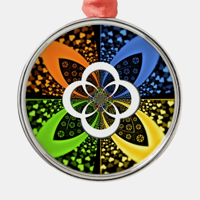 Iridescent Hearts Seamless Polka Dot Abstrakt Art Julgransprydnad Metall (Framsidan)