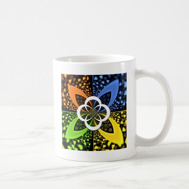 Iridescent Hearts Seamless Polka Dot Abstrakt Art Kaffemugg (Höger)