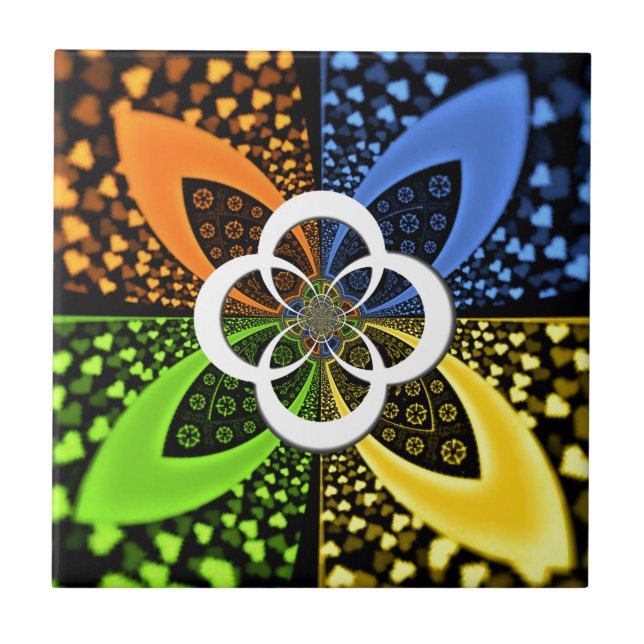 Iridescent Hearts Seamless Polka Dot Abstrakt Art Kakelplatta (Framsidan)
