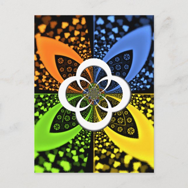 Iridescent Hearts Seamless Polka Dot Abstrakt Art Vykort (Framsida)