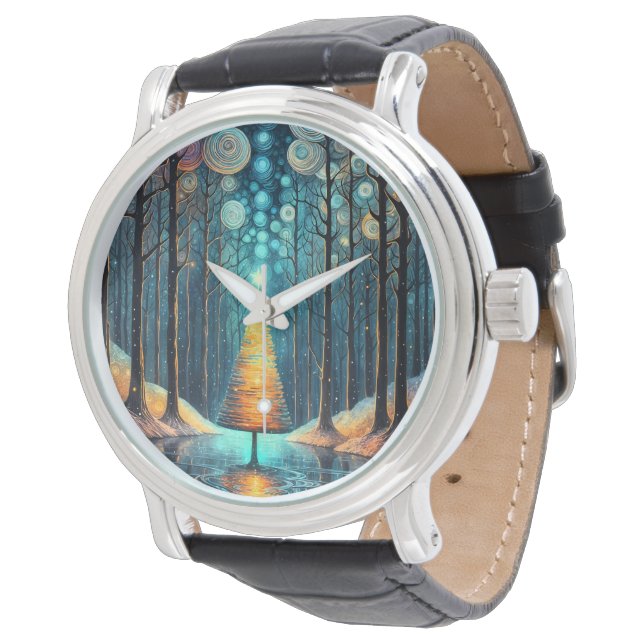 Iridescent Helgdag Dream 🎄 Glowing Julgran Armbandsur (Vinklad)