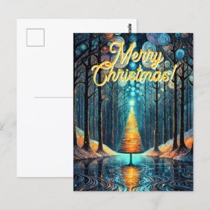 Iridescent Helgdag Dream 🎄 Glowing Julgran Vykort