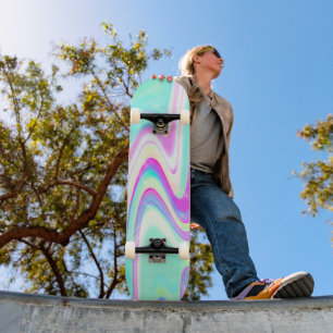 Iridescent Holograf Liquid Swirl Mini Skateboard Bräda 18,5 Cm