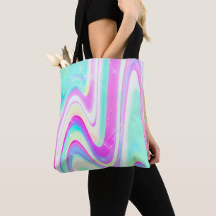 Iridescent Holograf Liquid Swirl Tygkasse