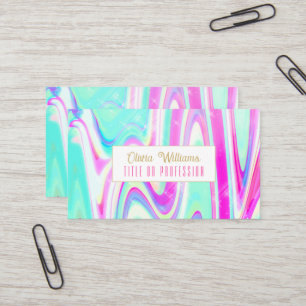 Iridescent Holograf Liquid Swirl Visitkort