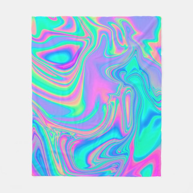 Iridescent Holografi: Neon Marcular Struktur Fleecefilt (Framsidan)