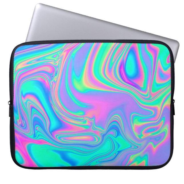 Iridescent Holografi: Neon Marcular Struktur Laptop Fodral (Framsidan)