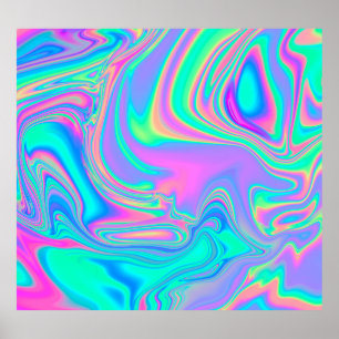 Iridescent Holografi: Neon Marcular Struktur Poster
