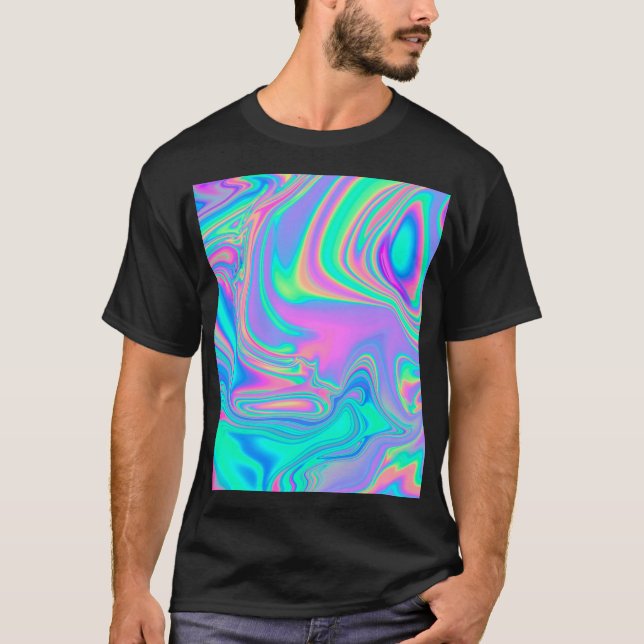 Iridescent Holografi: Neon Marcular Struktur T Shirt (Framsida)