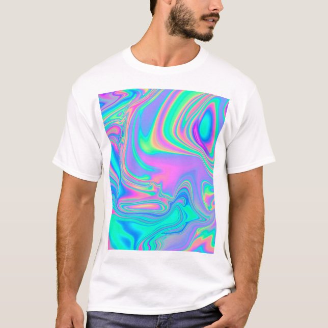Iridescent Holografi: Neon Marcular Struktur T Shirt (Framsida)