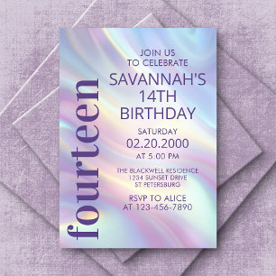 Iridescent Holografisk Lila Birthday Inbjudningar