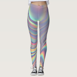 Iridescent Holografisk Swirl Struktur Leggings