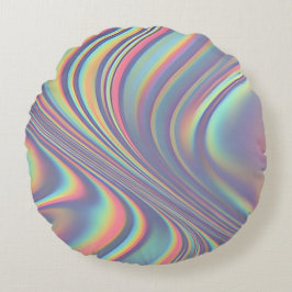 Iridescent Holografisk Swirl Struktur Rund Kudde