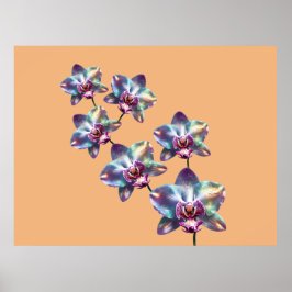 Iridescent Holografiska orchid Blooms Poster