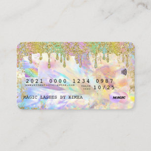 Iridescent HoloGraph Glitter Drift Kredit Stil Visitkort