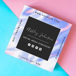 Iridescent Holograph Gradient Social Media QR-kod Fyrkantigt Visitkort