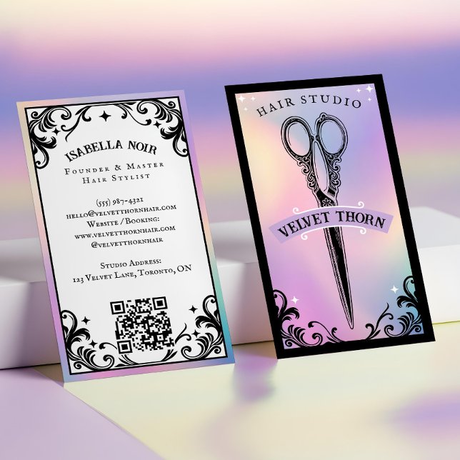Iridescent holographic Hair Stylist Beauty Salon Visitkort (Iridescent holographic Hair Stylist Beauty Salon Business Card)