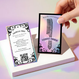 Iridescent holographic Hair Stylist Beauty Salon Visitkort