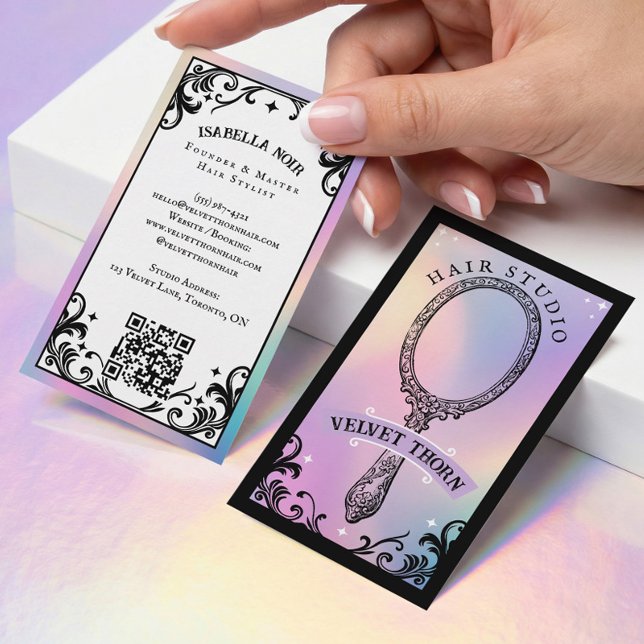 Iridescent holographic Hair Stylist Beauty Salon Visitkort (Iridescent holographic Hair Stylist Beauty Salon Business Card)