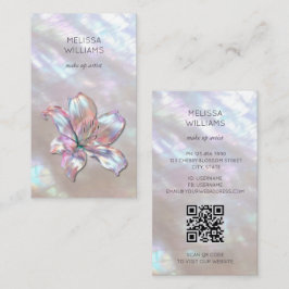 Iridescent Holographic Lily Qr Code Visitkort