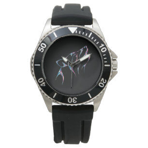 Iridescent Howling Varg Spirit Animal Armbandsur