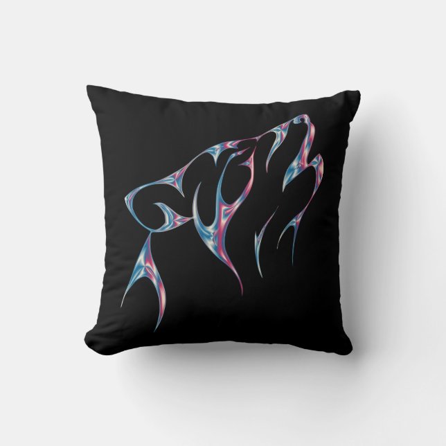 Iridescent Howling Varg Spirit Animal Kudde (Framsida)