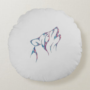 Iridescent Howling Varg Spirit Animal Rund Kudde