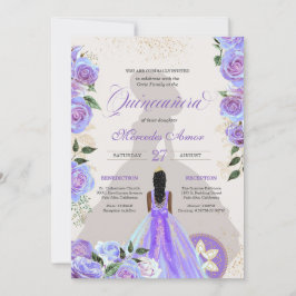 Iridescent Lila Blue Finare Charro Quinceanera Inbjudningar