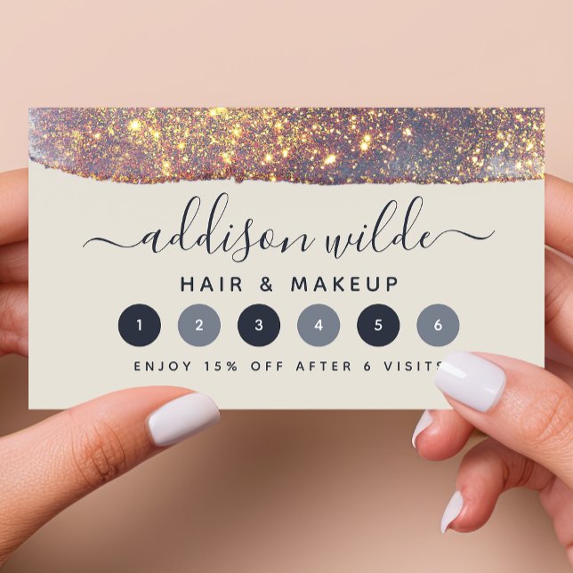 Iridescent Lila Guld Glam Glitter Lojalitetskort (Skapare uppladdad)