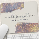 Iridescent Lila Guld Glam Glitter Musmatta<br><div class="desc">Lila Glam Glitter Mouse Pad vid Guld Glam. Den här designen har en klass som namnteckning stil-typsnittsuppsättning för skript mot en vacker modern gnistra för beskärning. Perfekt för skönhetssalon,  hårstilist,  makeup artist eller cosmetolog.</div>