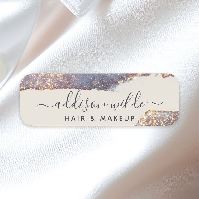 Iridescent Lila Guld Glam Glitter Namnbricka (Skapare uppladdad)