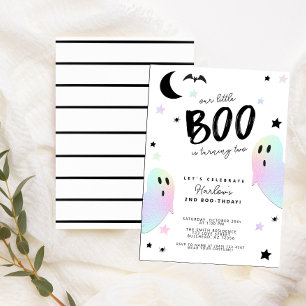 Iridescent Little Boo Ghost Halloween Birthday Inbjudningar