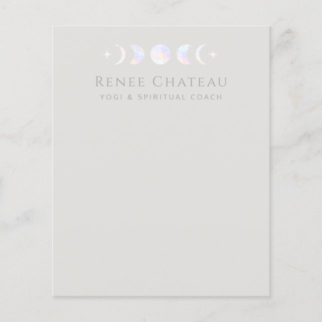 Iridescent Måne Phase Yoga Andlig Coach Flygblad (Framsidan)