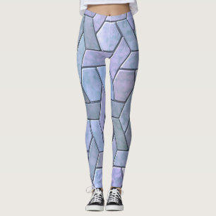 Iridescent Marble Abstrakt Blue Lila Grönt Grått Leggings